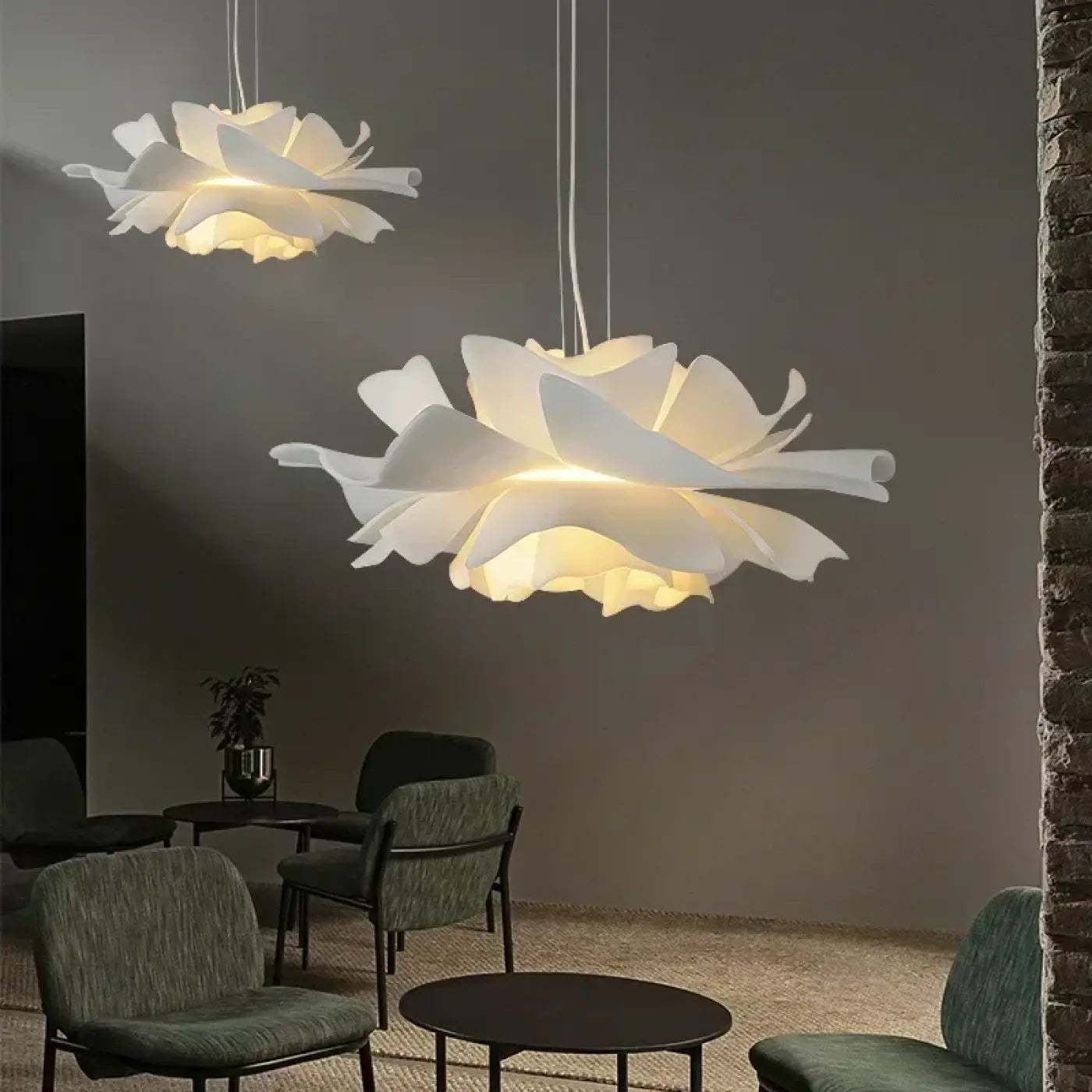 Suspension Fleur Blanche LED Design Floral