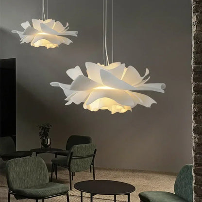 Suspension Fleur Blanche LED Design Floral