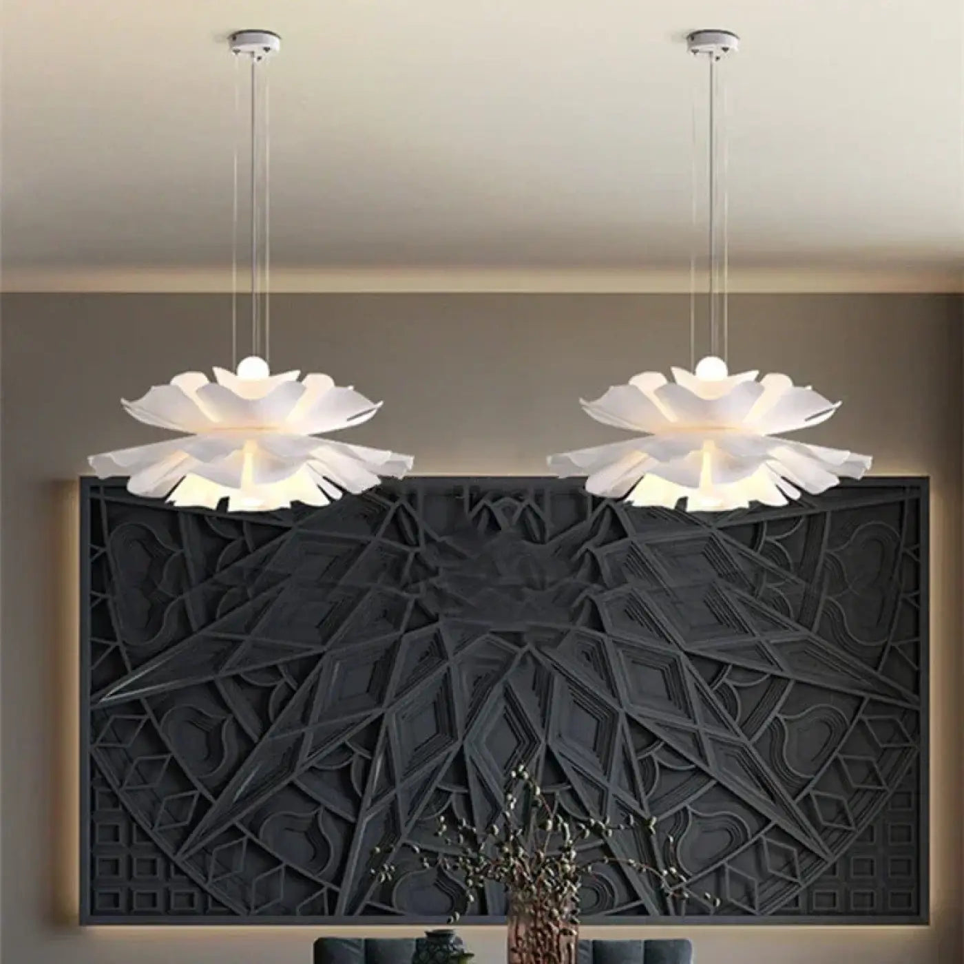 Suspension Fleur Blanche LED Design Floral