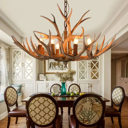 Suspension Bois de Cerf Vintage Rustique