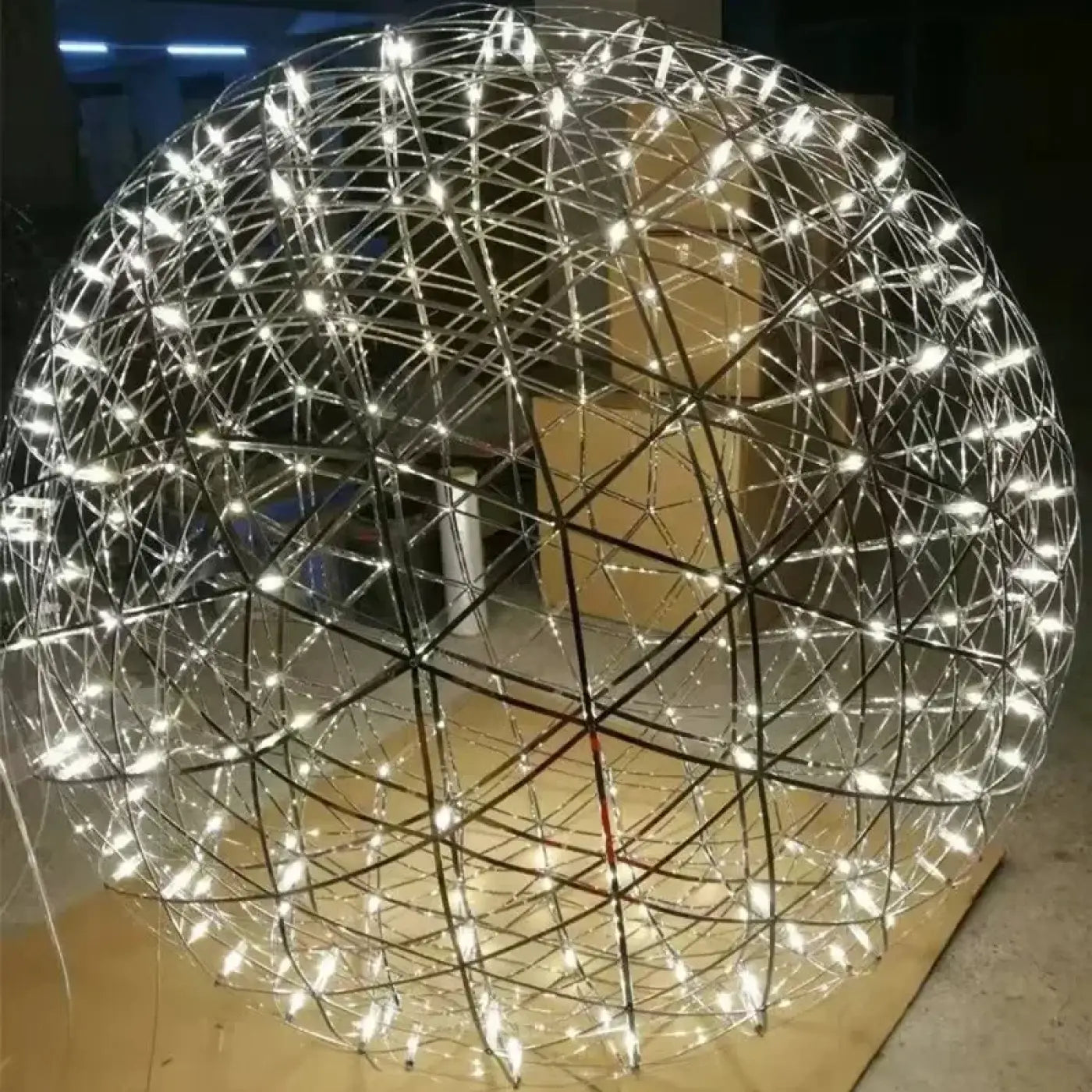 Suspension Boule LED Dorée Art Déco Grande Hauteur