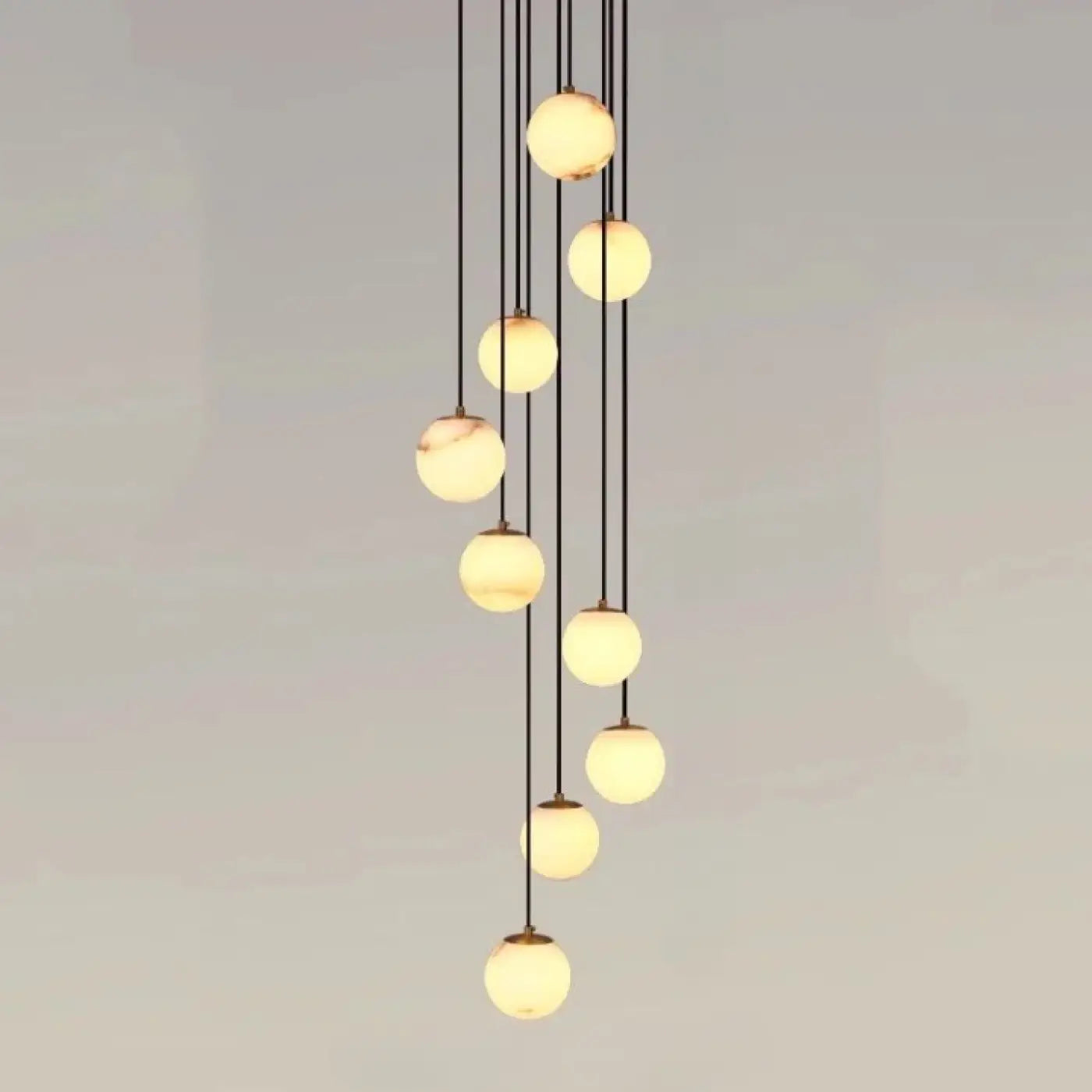 Suspension Cascade Lumineuse Design Sphères