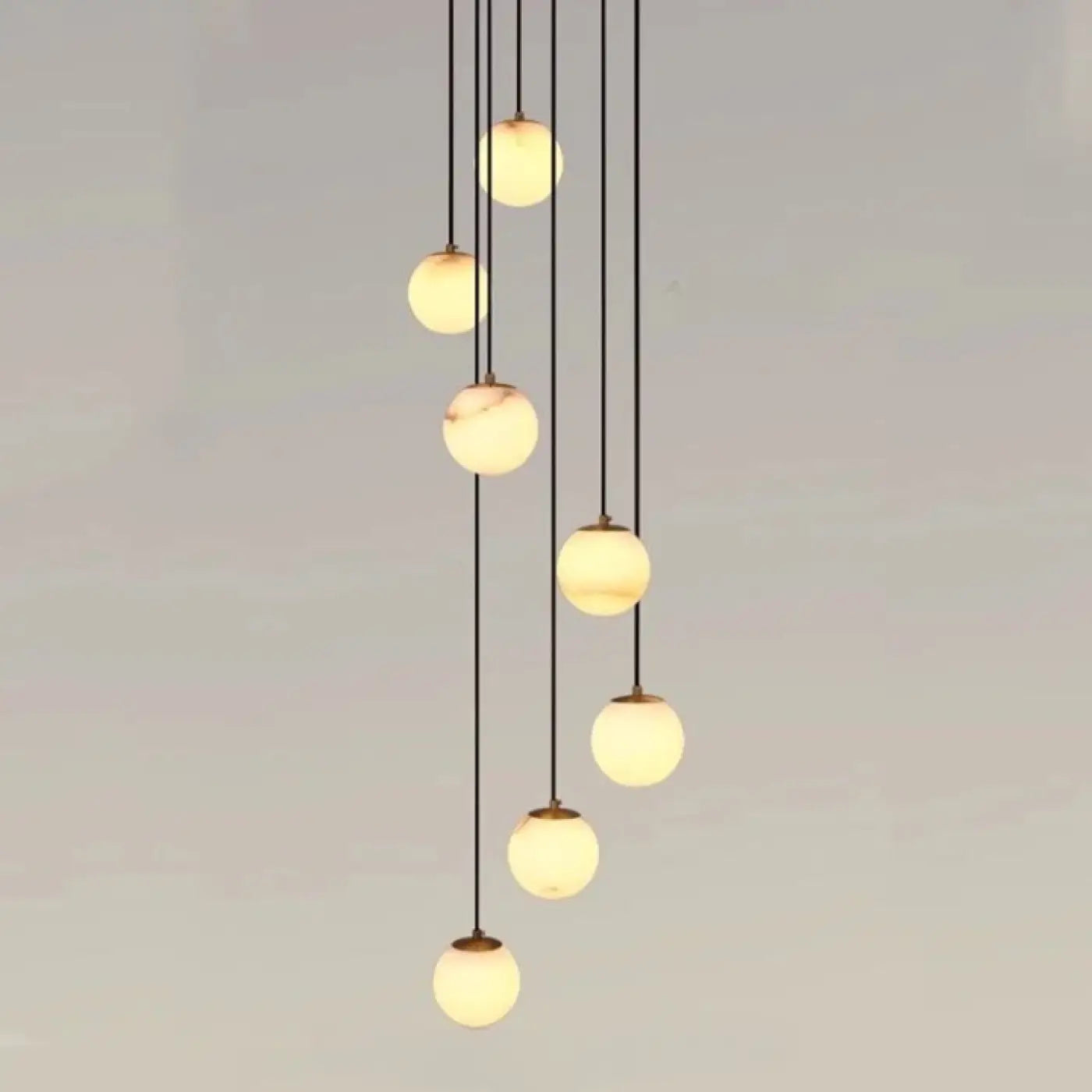 Suspension Cascade Lumineuse Design Sphères
