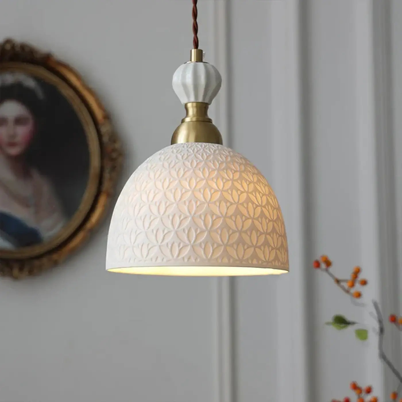 Suspension Céramique Design Floral Vintage