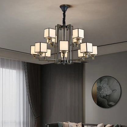Suspension Design Asiatique Cubes Opalins