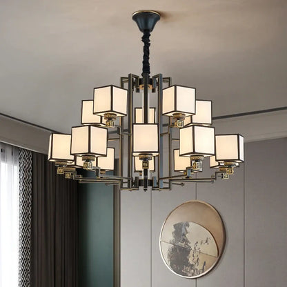 Suspension Design Asiatique Cubes Opalins