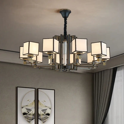 Suspension Design Asiatique Cubes Opalins