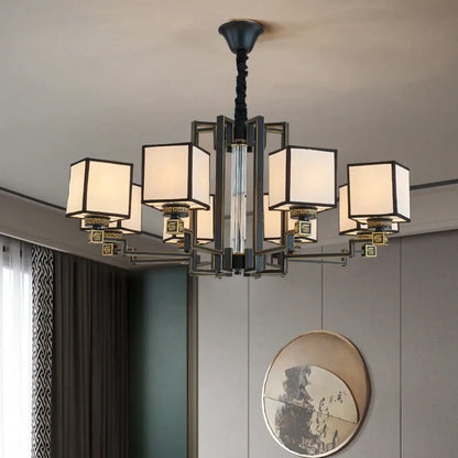 Suspension Design Asiatique Cubes Opalins