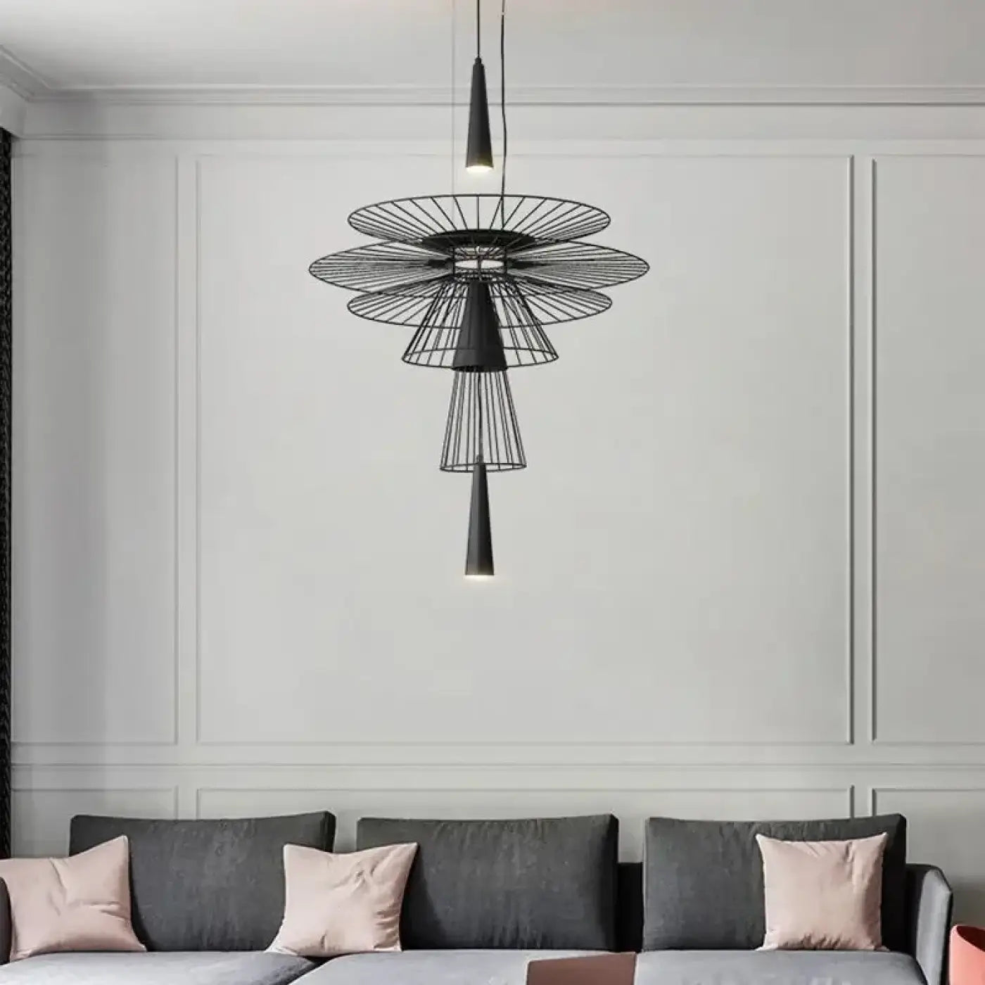 Suspension Métal Design Industriel Doré ou Noir