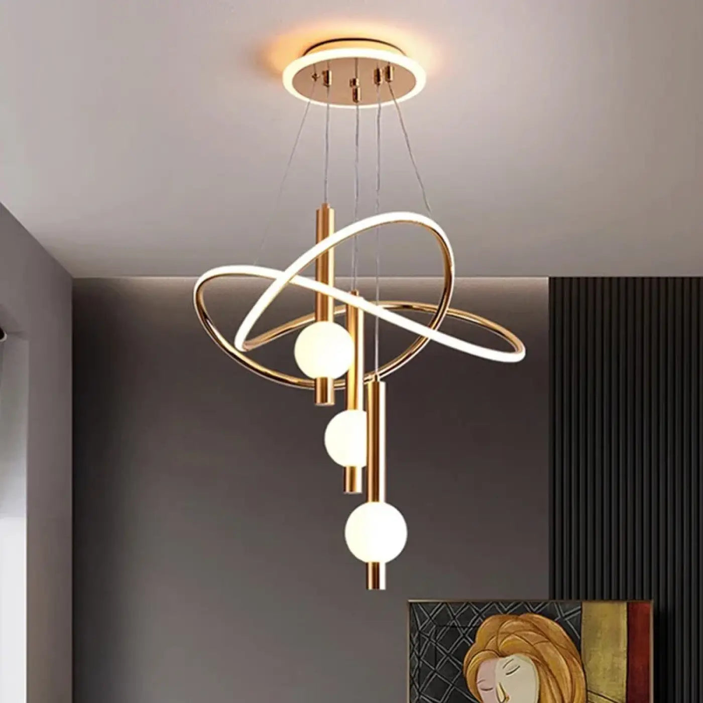 Suspension LED Design Doré, Noir ou Blanc