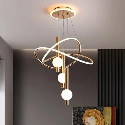 Suspension LED Design Doré, Noir ou Blanc