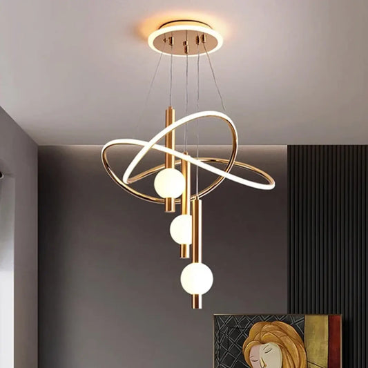 Suspension LED Design Doré, Noir ou Blanc
