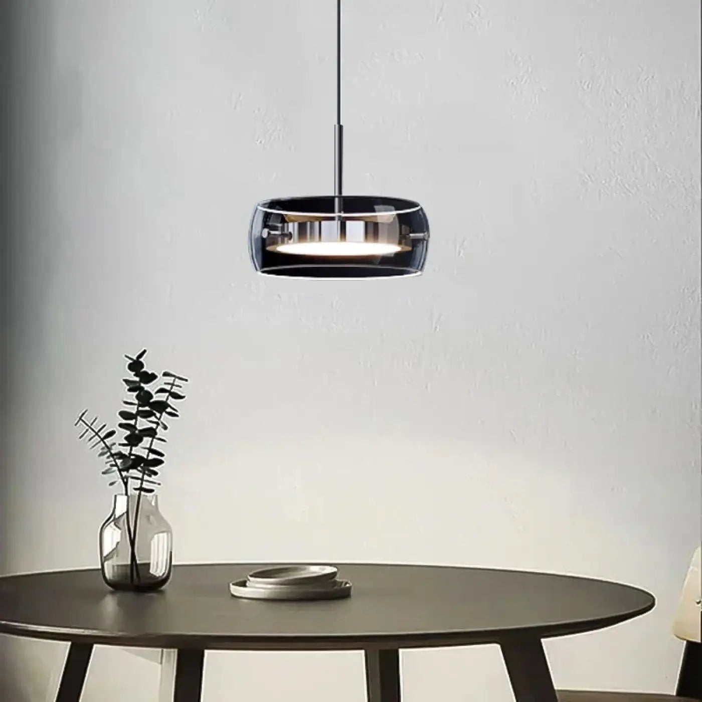 Suspension Verre Fumé Design Minimaliste