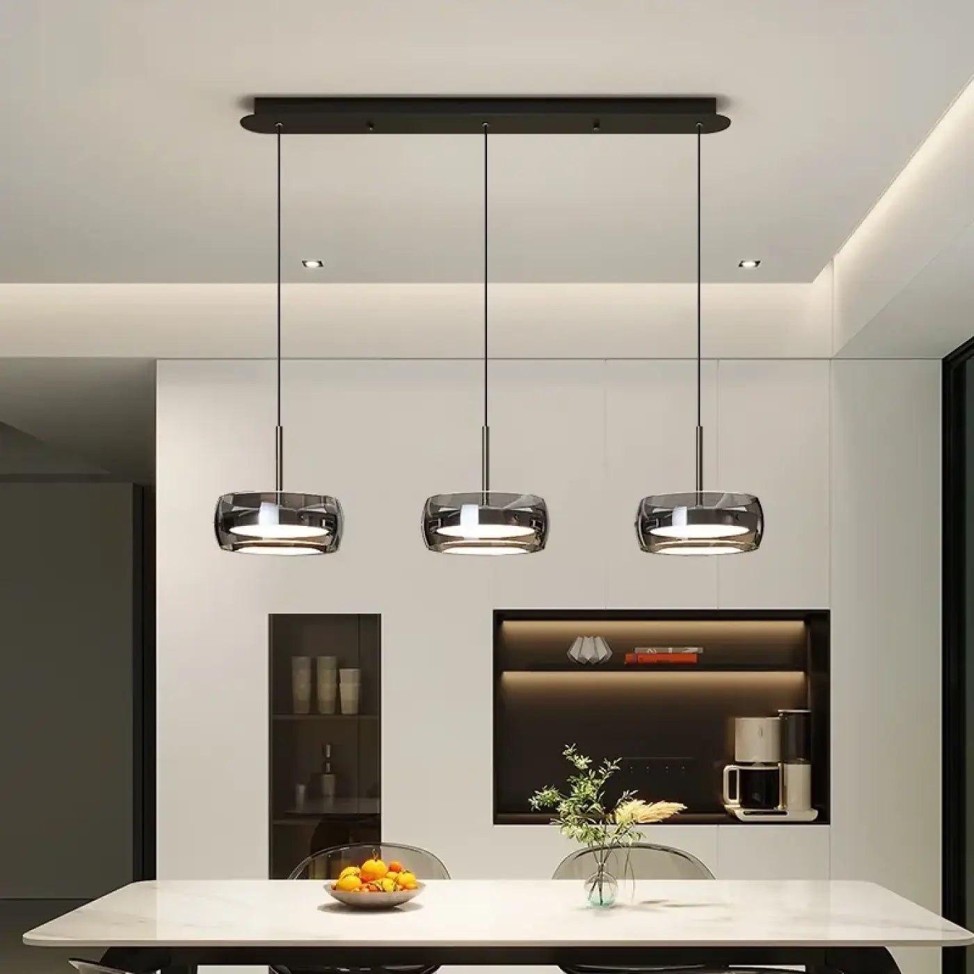 Suspension Verre Fumé Design Minimaliste