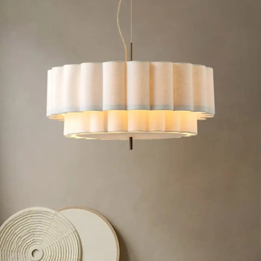 Suspension Plissée Beige : Lumière Douce & Design Moderne