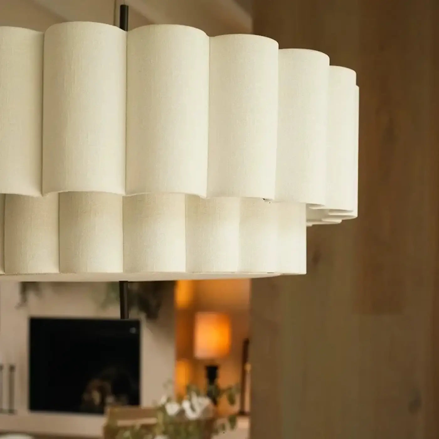Suspension Plissée Beige : Lumière Douce & Design Moderne