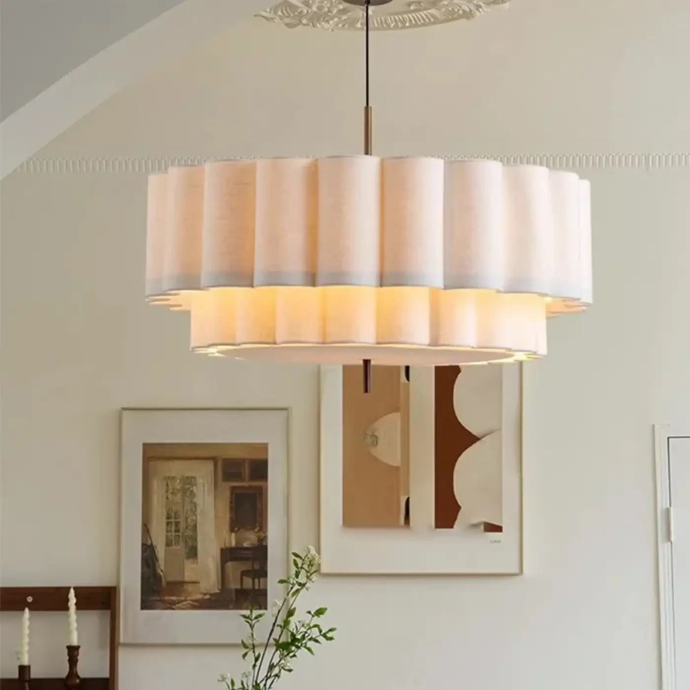 Suspension Plissée Beige : Lumière Douce & Design Moderne