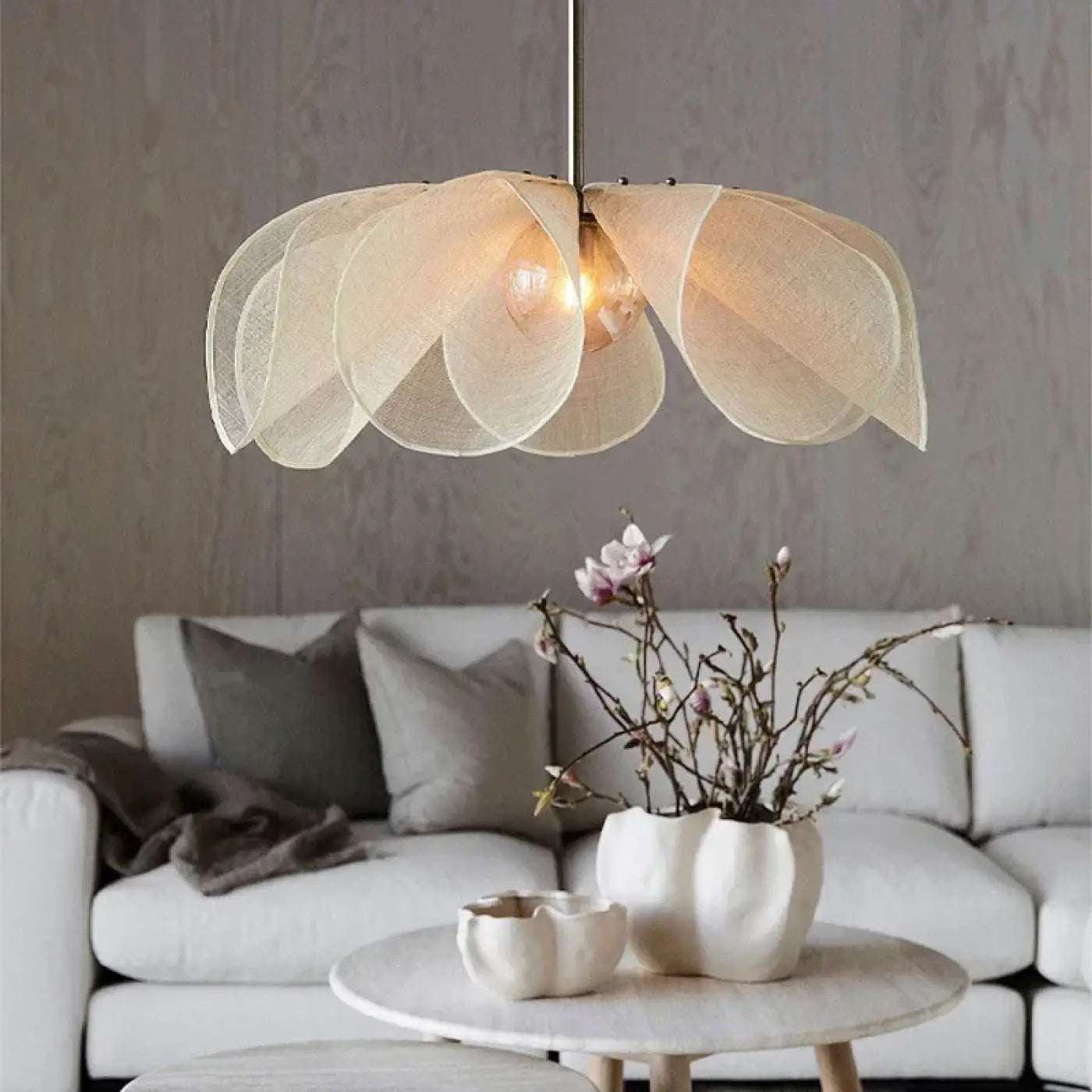 Suspension Luminaire Design Tissu Ambiance Douce