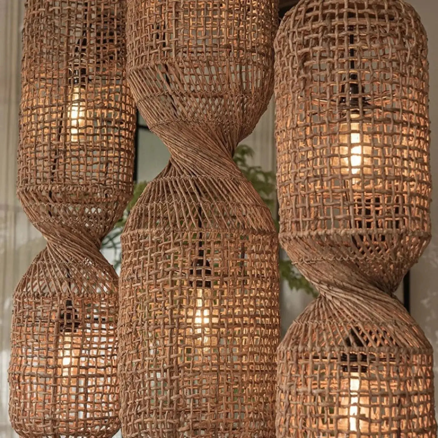 Suspension Rotin Torsadé Design Naturel