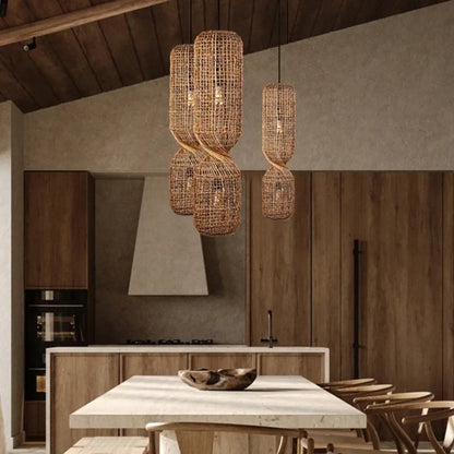 Suspension Rotin Torsadé Design Naturel
