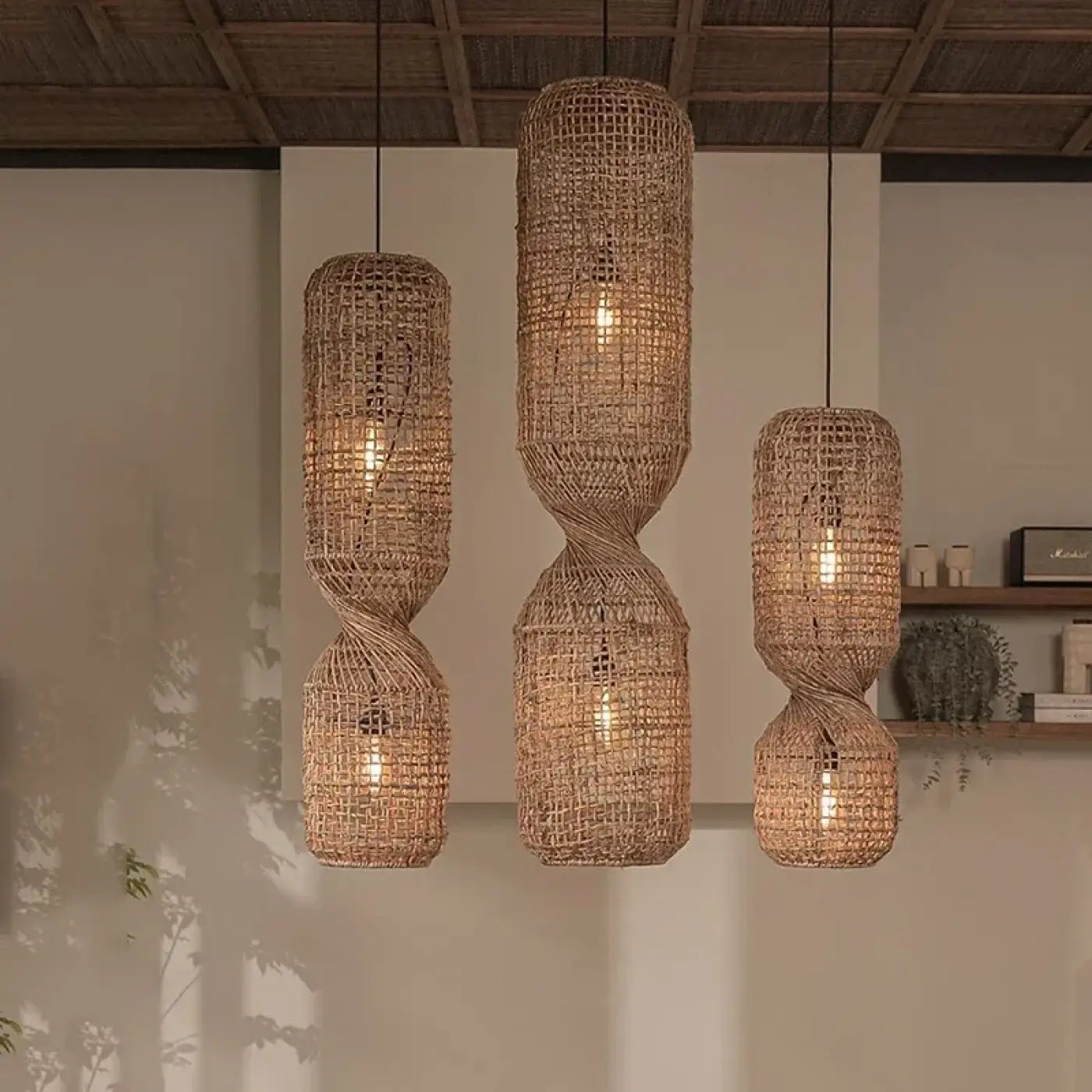 Suspension Rotin Torsadé Design Naturel