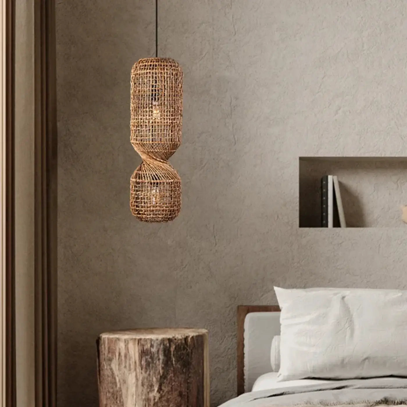 Suspension Rotin Torsadé Design Naturel