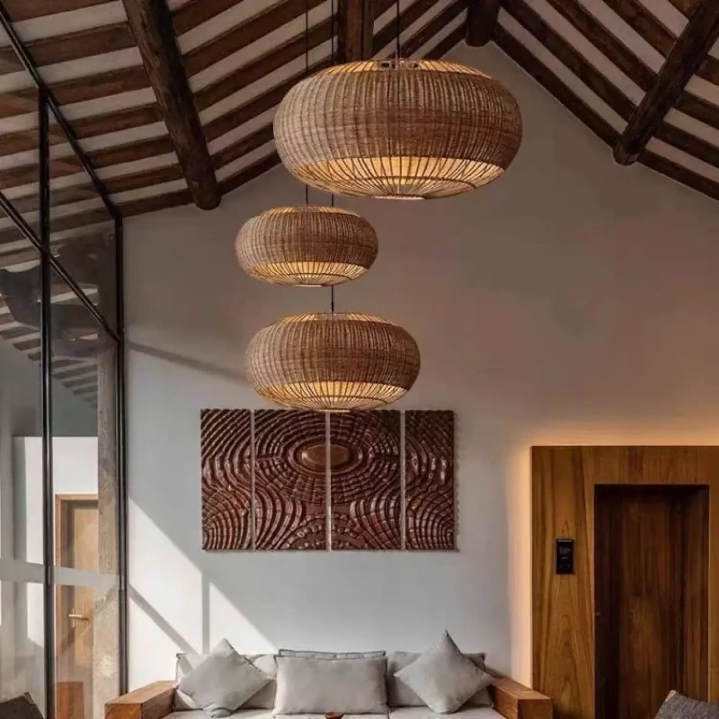 Suspension Rotin Tressé Vintage Ambiance Chaleureuse