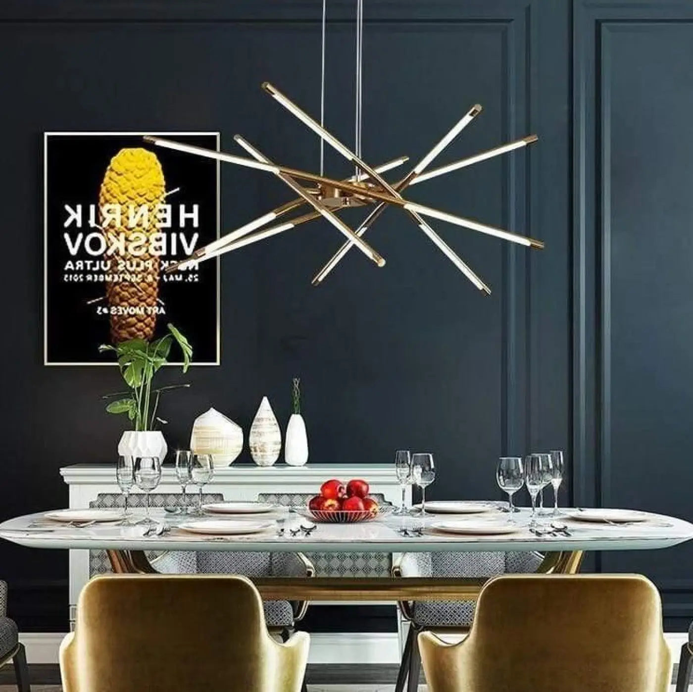 Suspension Luminaire Design Métal Doré Laiton LED
