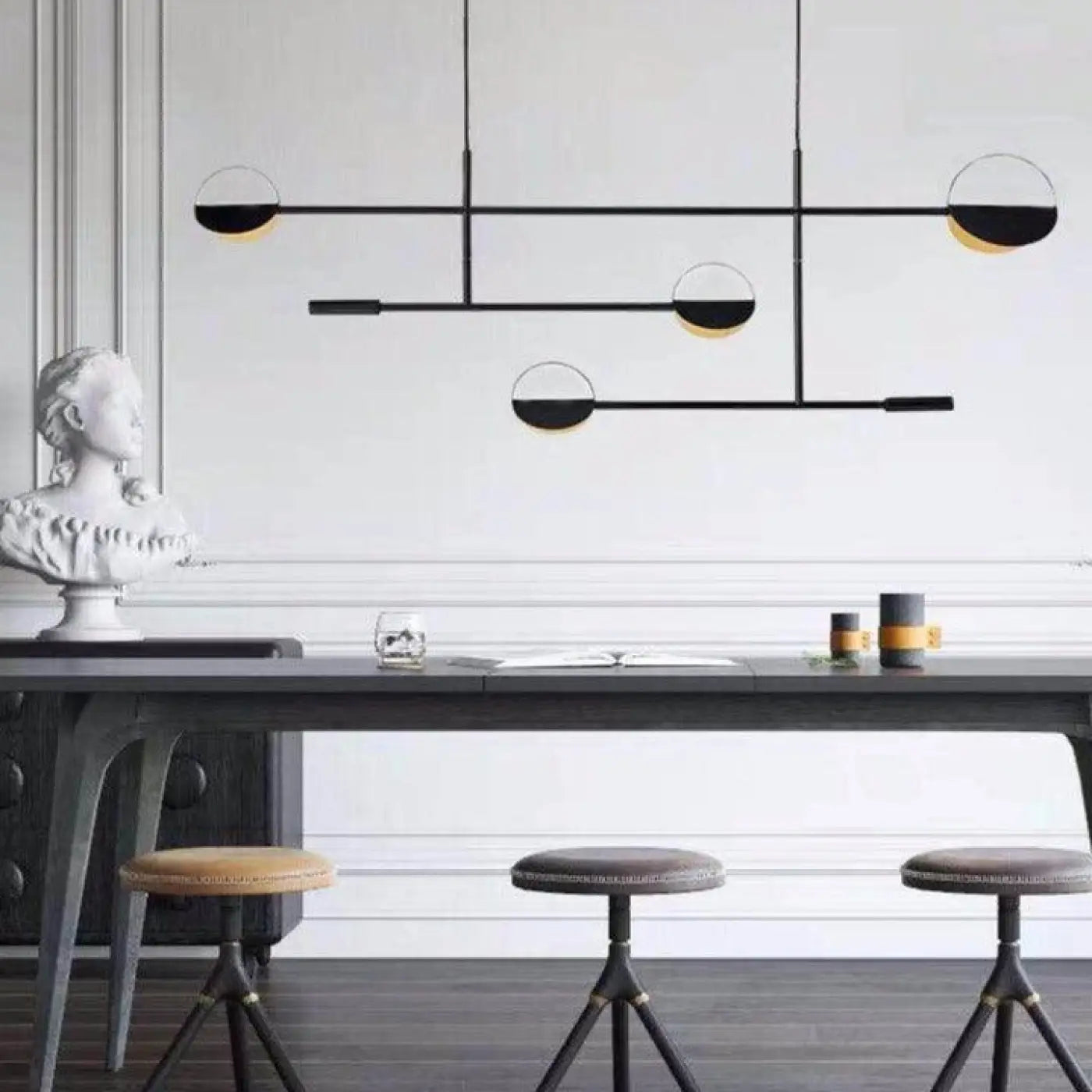 Suspension Scandinave Design Noir & Doré