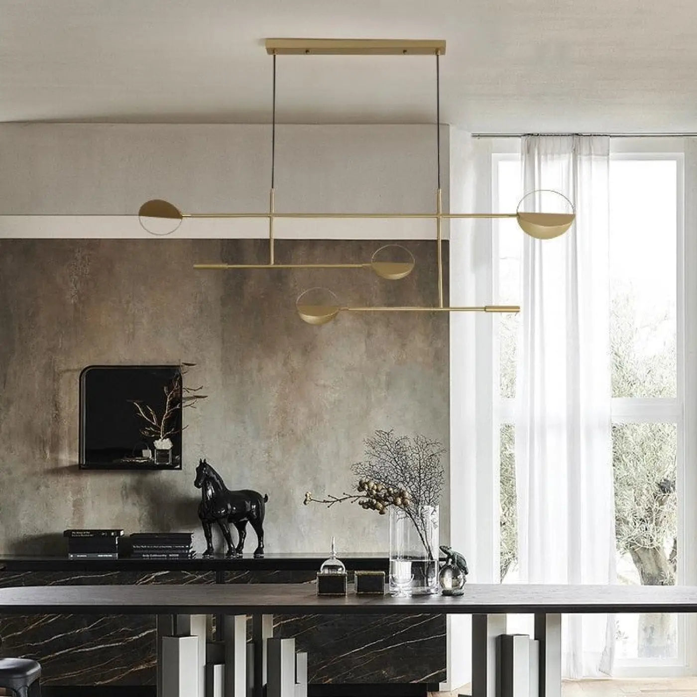 Suspension Scandinave Design Noir & Doré