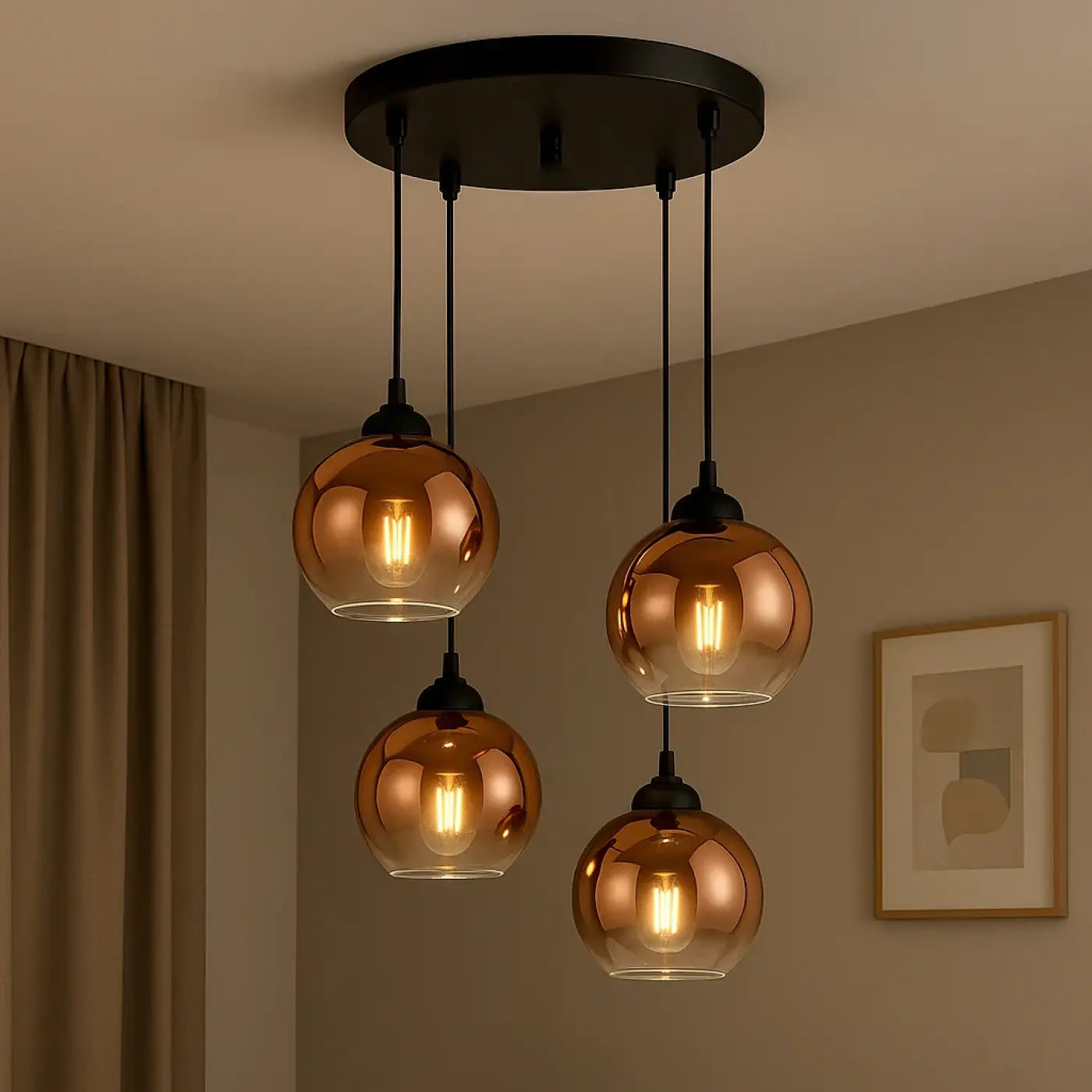 Suspension Verre Ambré Vintage - Lumière Douce