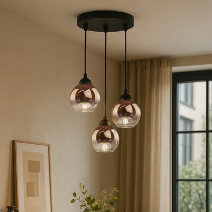 Suspension Verre Ambré Vintage - Lumière Douce