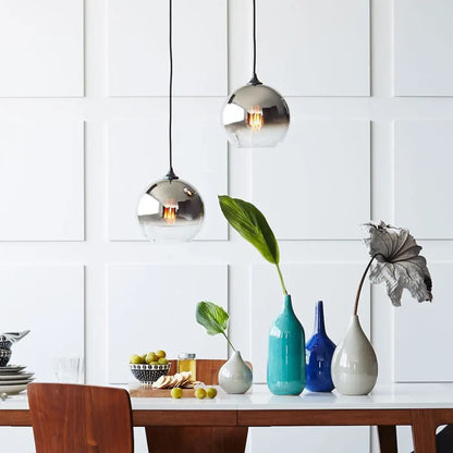 Suspension Luminaire Ronde Verre Teinté Métallisé