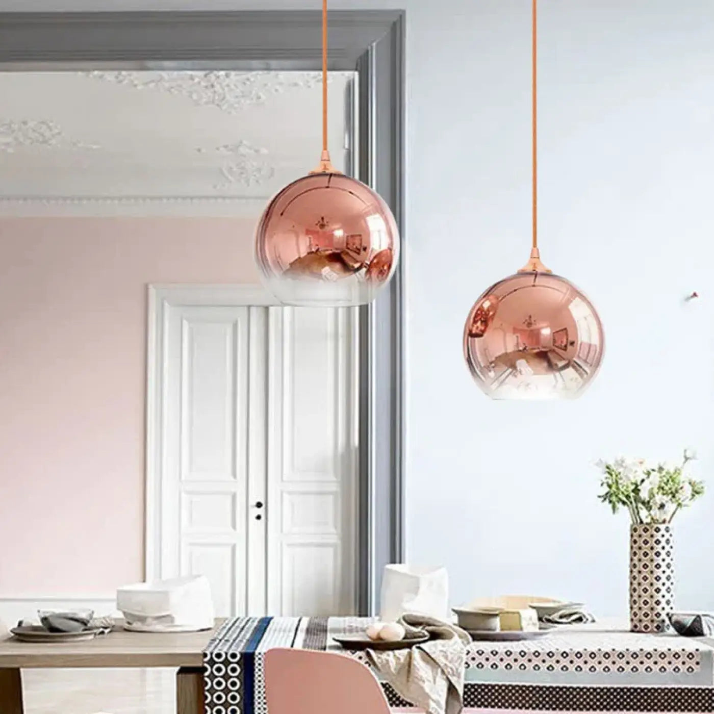 Suspension Luminaire Ronde Verre Teinté Métallisé