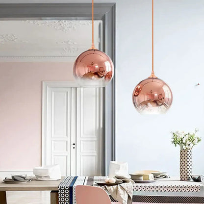 Suspension Luminaire Ronde Verre Teinté Métallisé