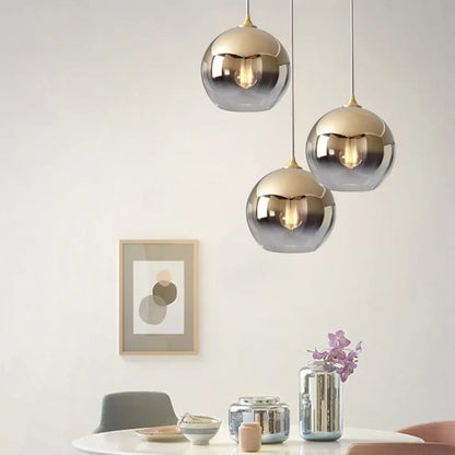 Suspension Luminaire Ronde Verre Teinté Métallisé