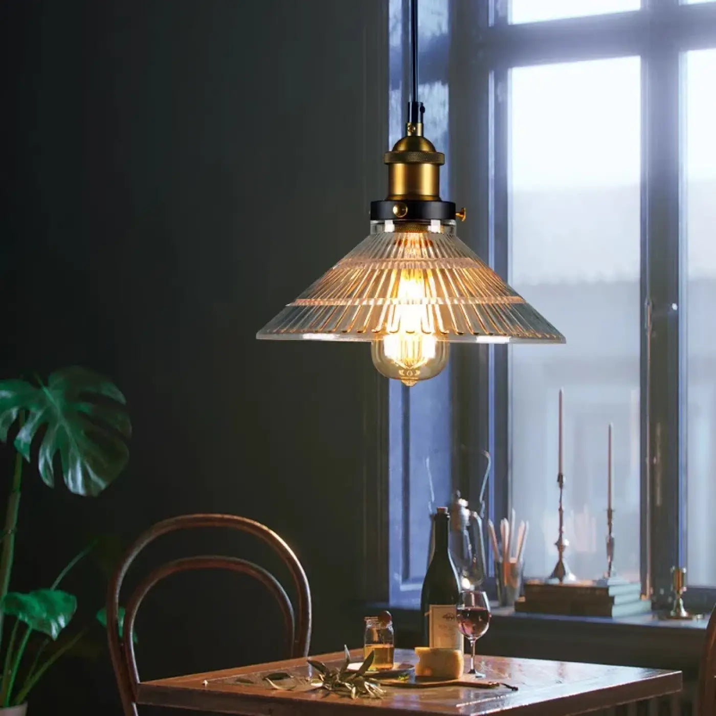 Suspension Luminaire Vintage Verre Vert
