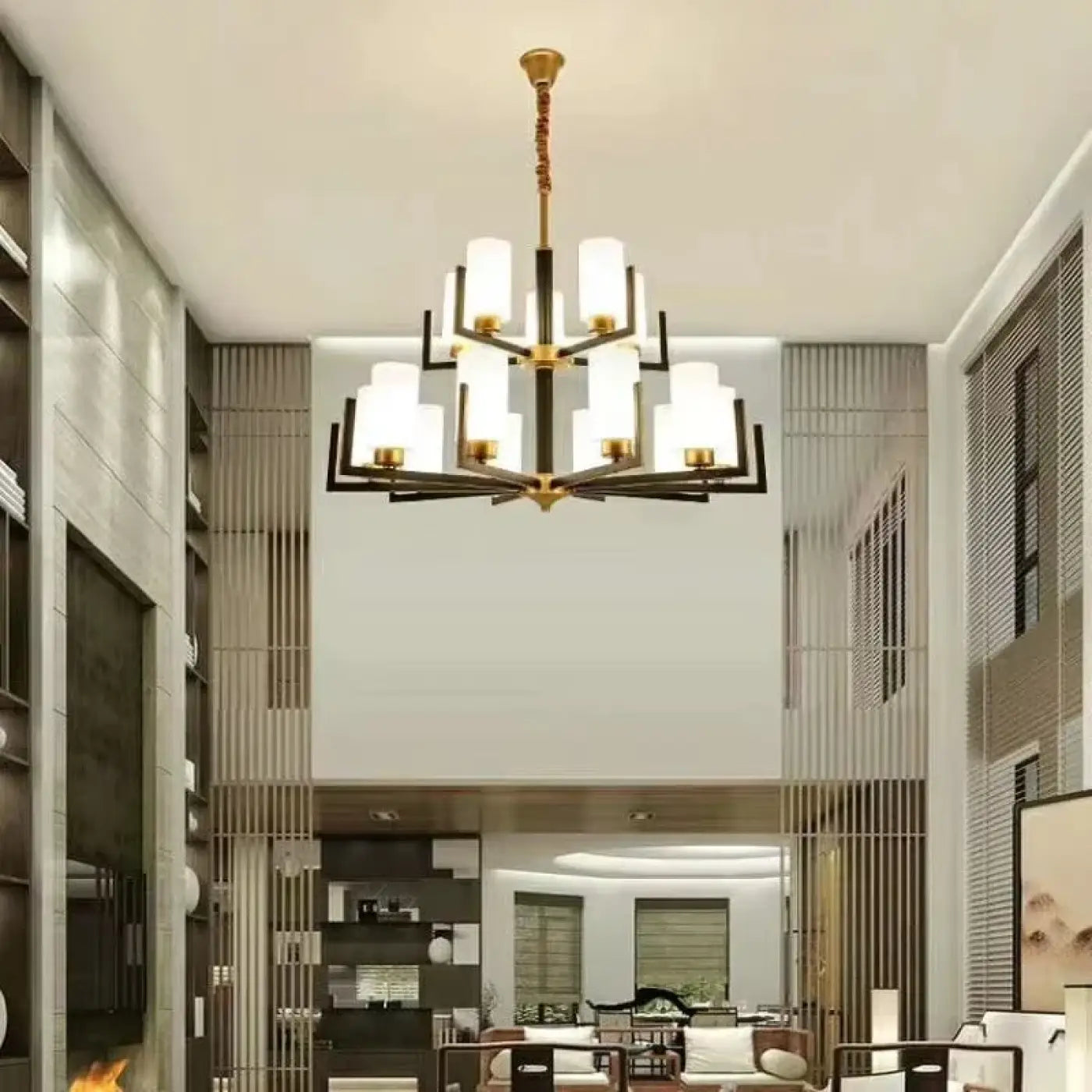 Suspension Design Noir & Doré Verre Contemporain