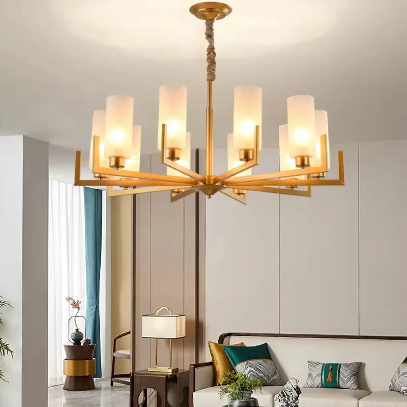 Suspension Design Noir & Doré Verre Contemporain