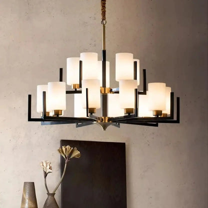 Suspension Design Noir & Doré Verre Contemporain