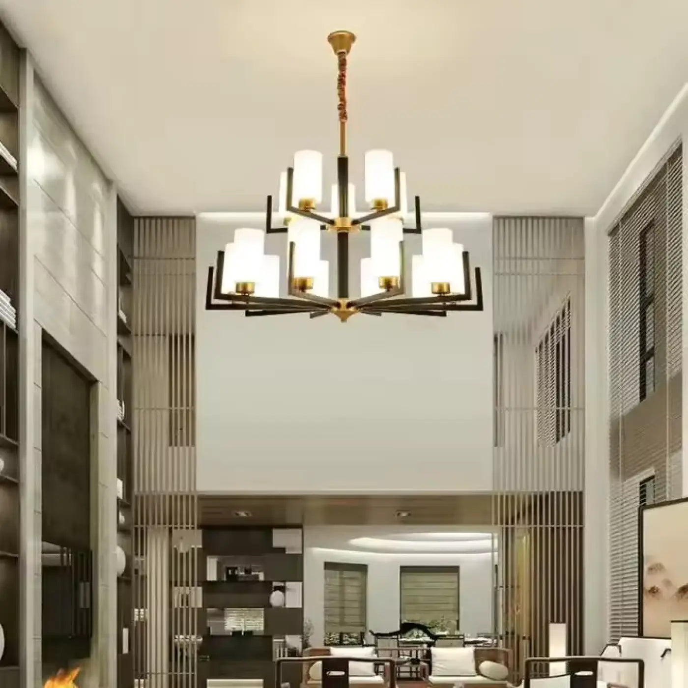 Suspension Design Noir & Doré Verre Contemporain