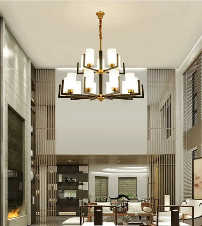 Suspension Design Noir & Doré Verre Contemporain