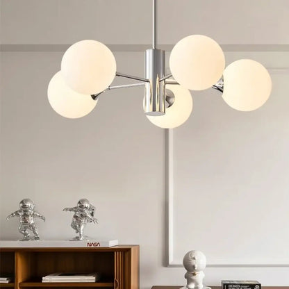 Suspension Chrome Verre Opalin Design Moderne