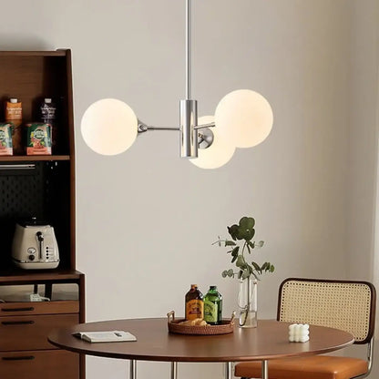 Suspension Chrome Verre Opalin Design Moderne