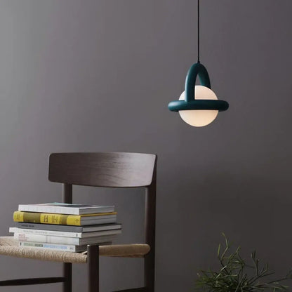Suspension Globe LED Anneau Coloré Design Moderne