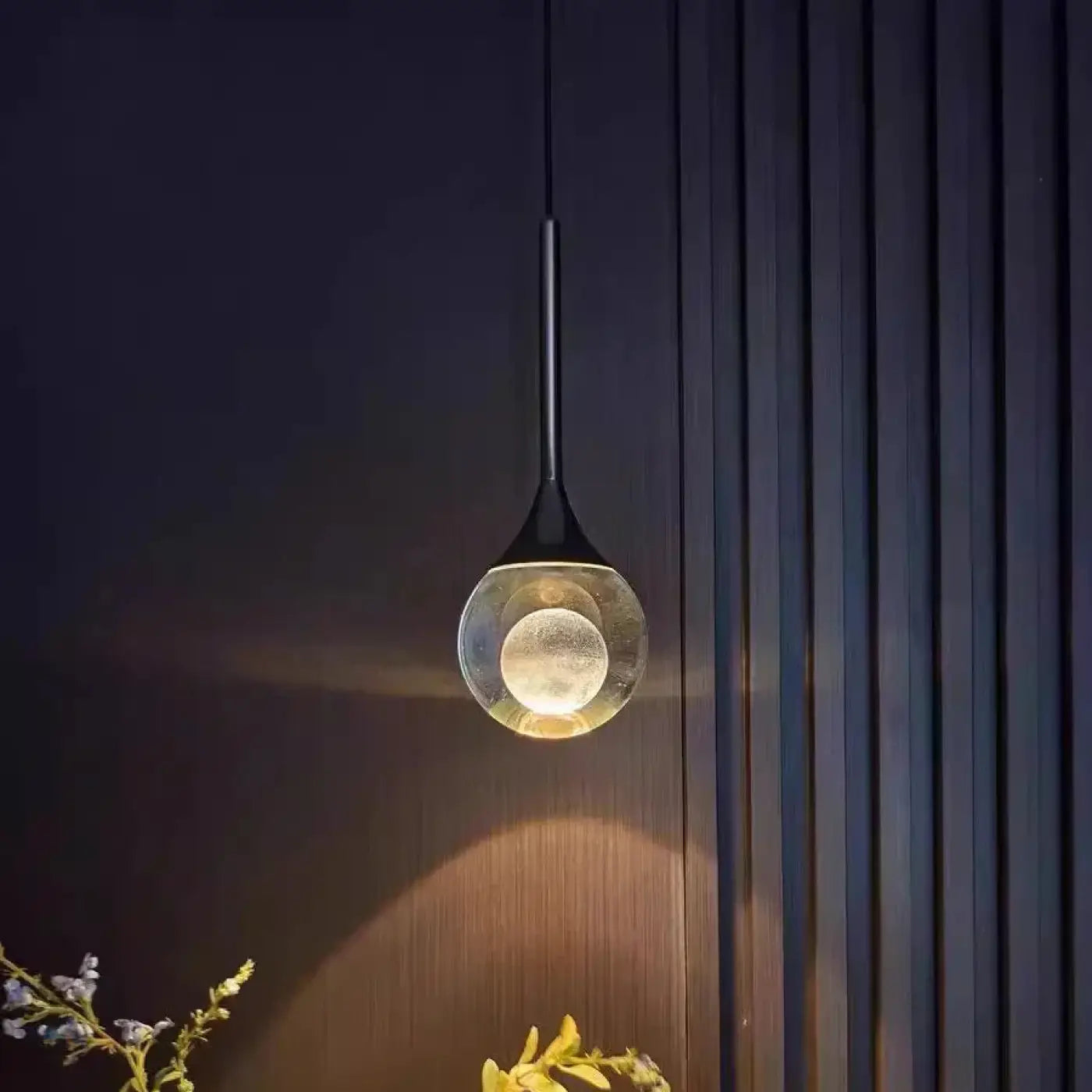Suspension LED Cristal & Fer Forgé Élégante