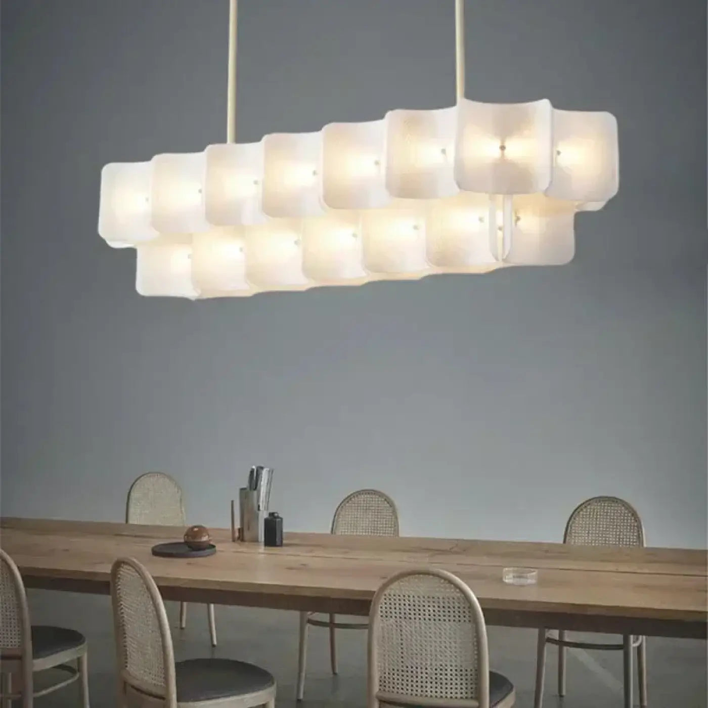 Suspension Design Verre Sculpté Blanc LED