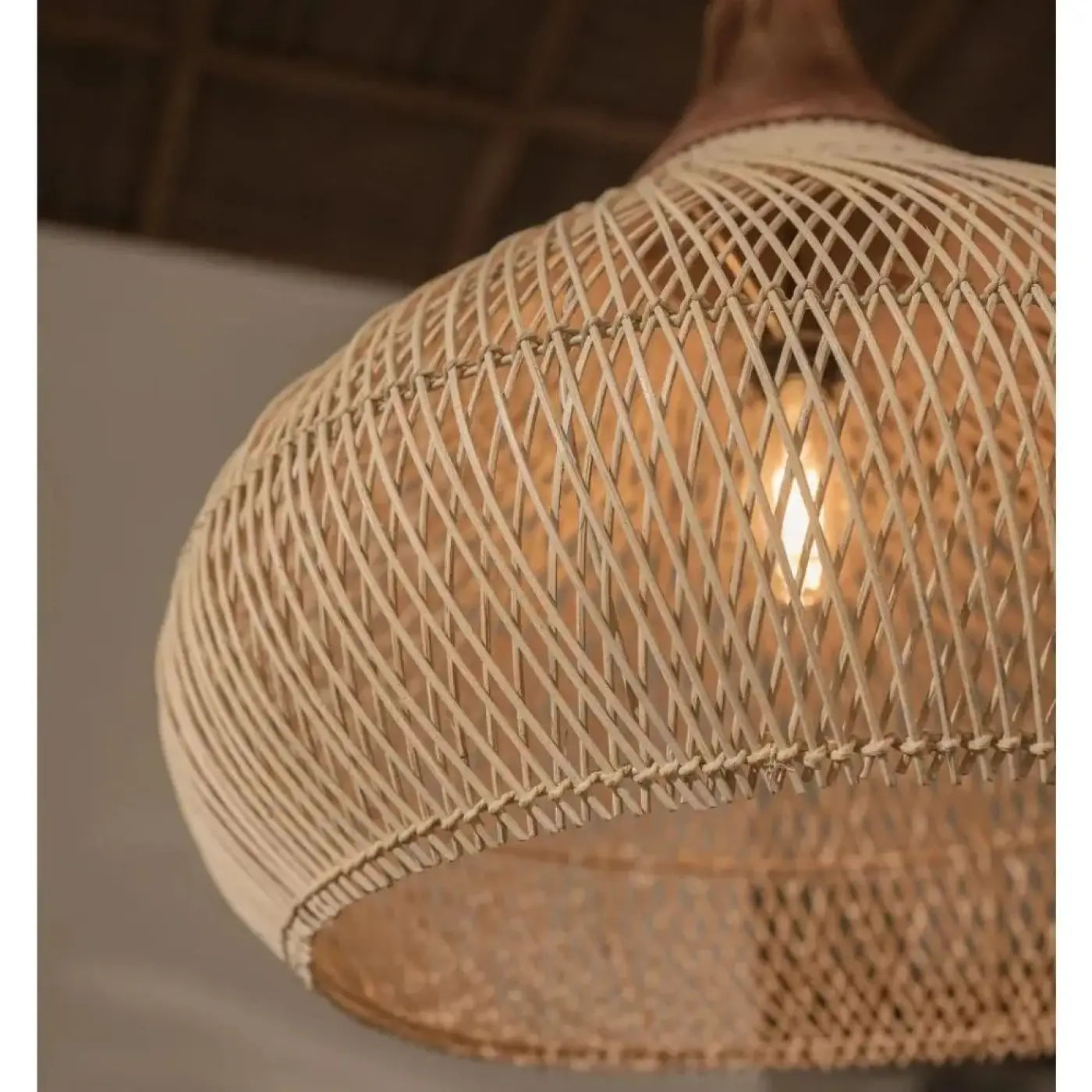 Suspension Luminaire Bois Tressé Style Japandi