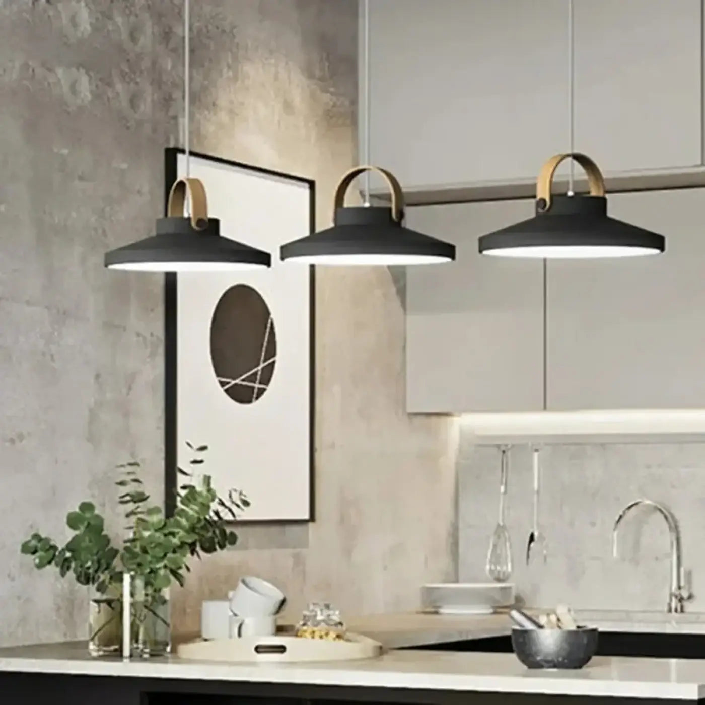 Suspension Luminaire Moderne Noir & Bois