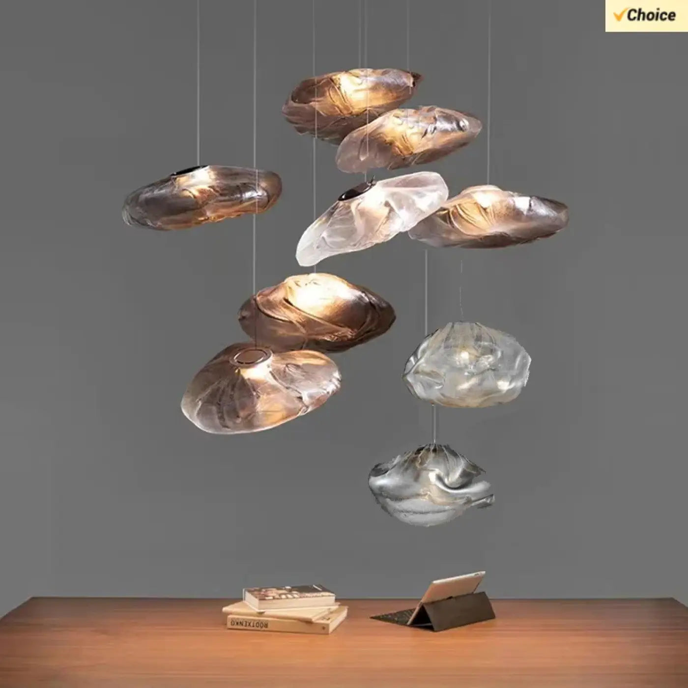 Suspension Nuage Verre Sculpté Design Moderne